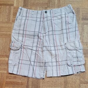 BKE Cargo Shorts Gray and Red Lightweight Casual Size 36
